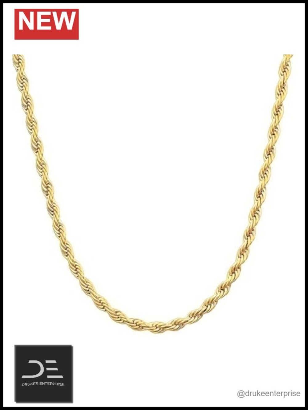 Real 14K Yellow Gold Solid Rope Chain Necklace 16-30 inch Lobster Clasp